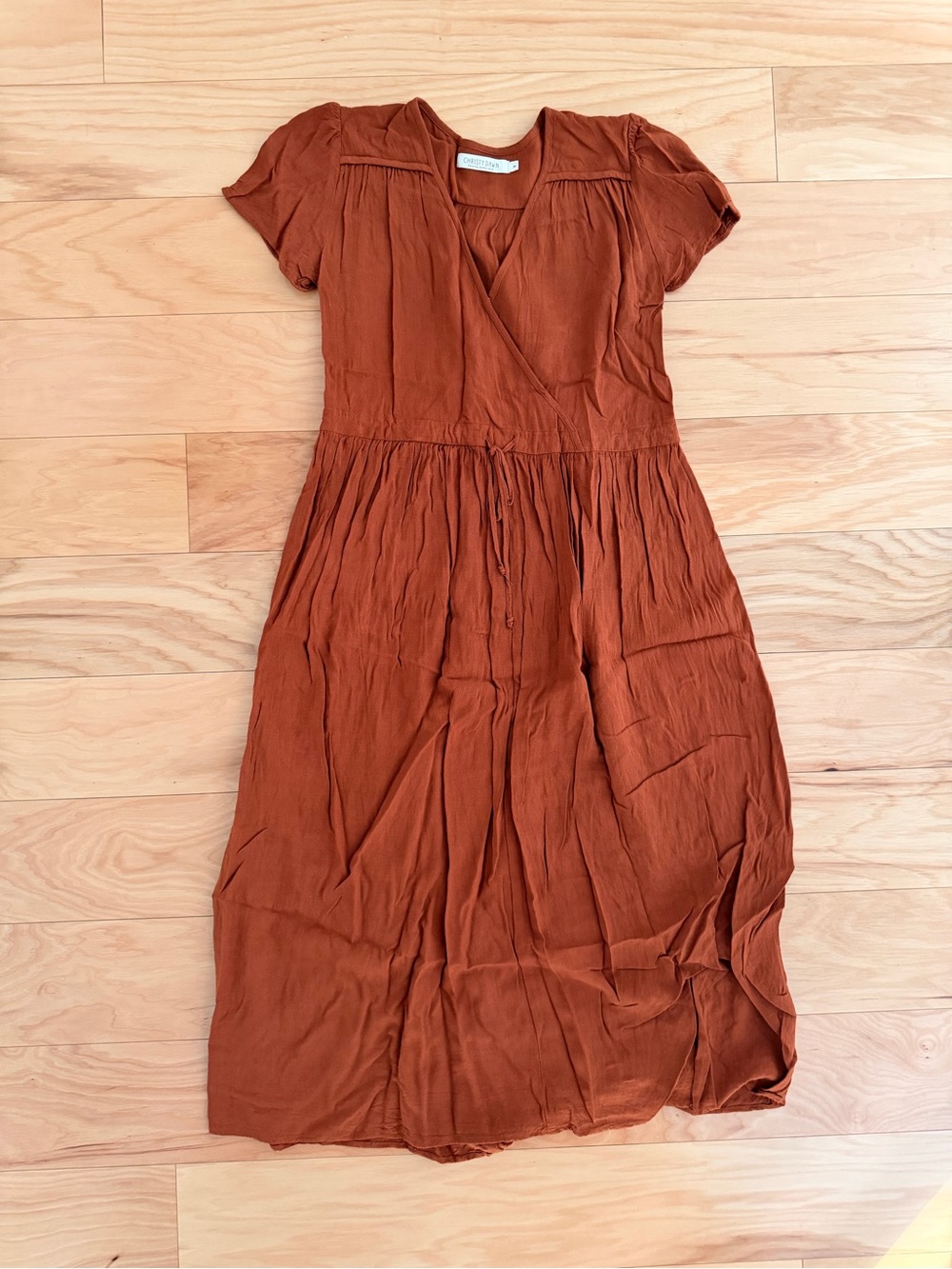 Christy Dawn Rust Wrap-Style Midi Dress (Dawn Dress)